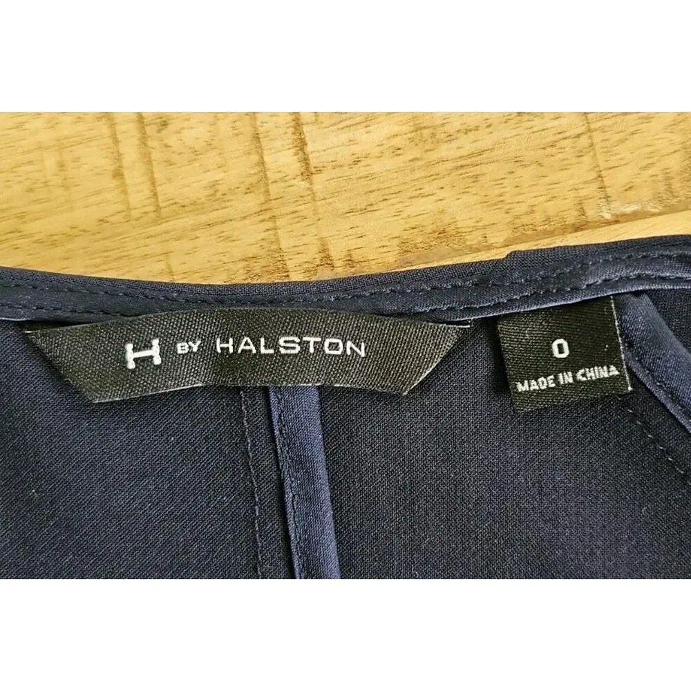 H By Halston Waterfall Caridigan Jacket Women's Size 0 Navy Blue Bell Sleeves - Picture 3 of 9